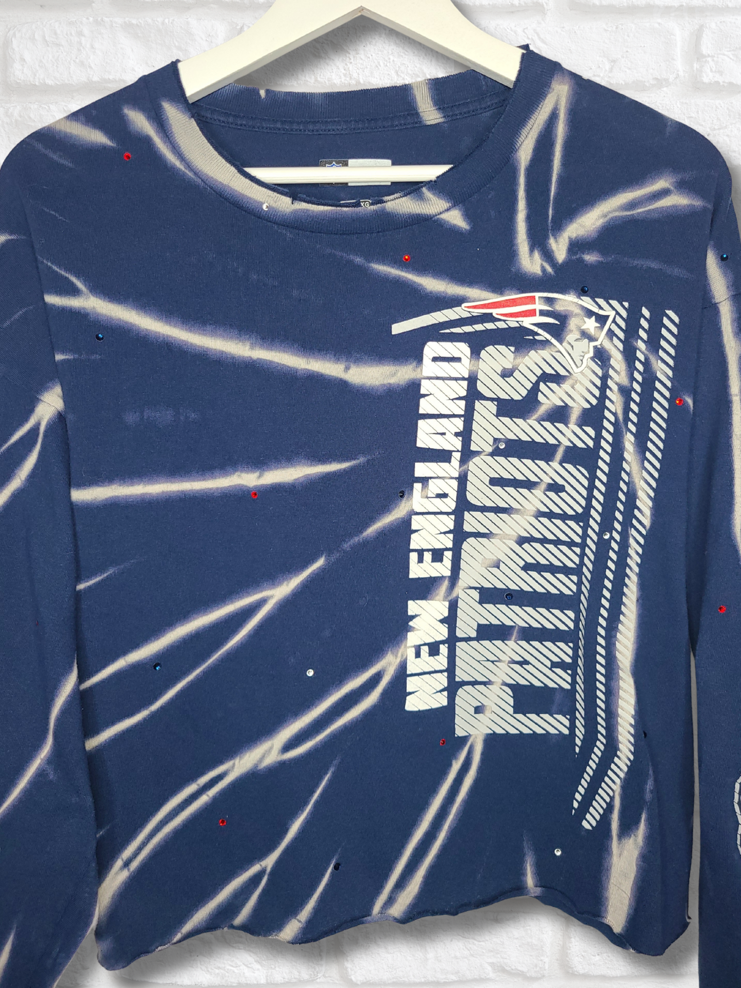 New England Patriots Long Sleeve Crop Top