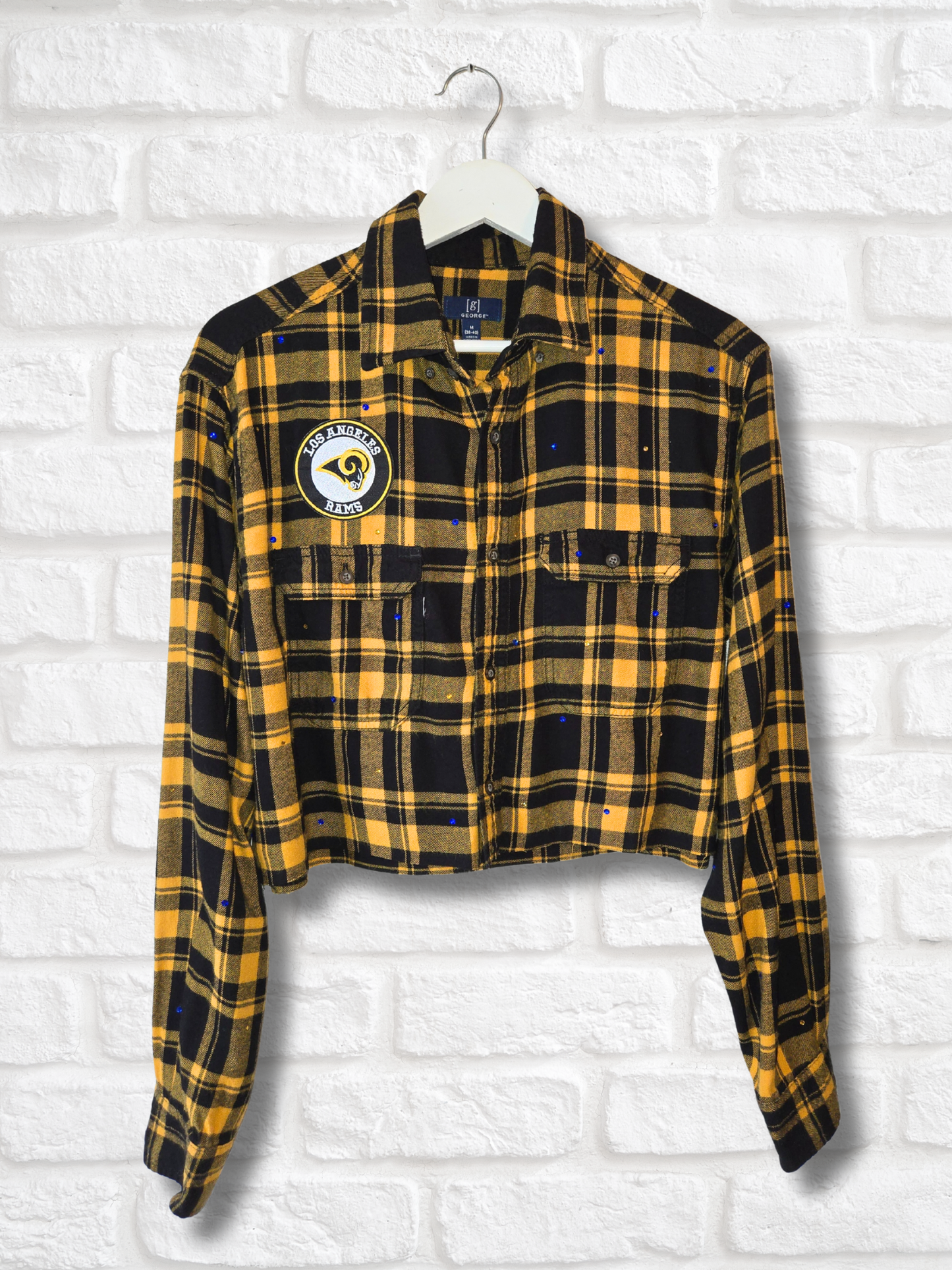 Los Angeles Rams Rhinestone Crop Flannel