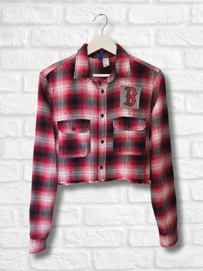 Boston Red Sox Rhinestone Crop Flannel