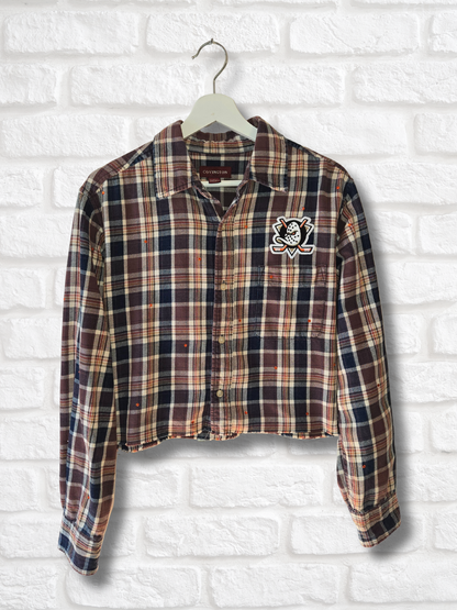 Anaheim Ducks Rhinestone Crop Flannel