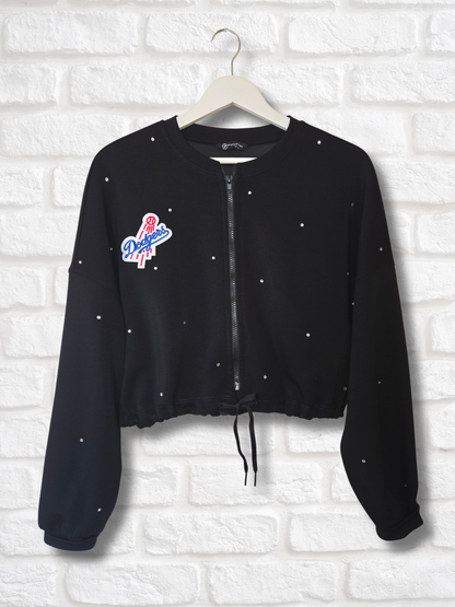 Los Angeles Dodgers Crop Zip-Up Sweatshirt - Medium