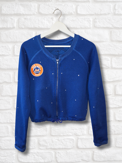 New York Mets Crop Zip-Up Sweatshirt - Small