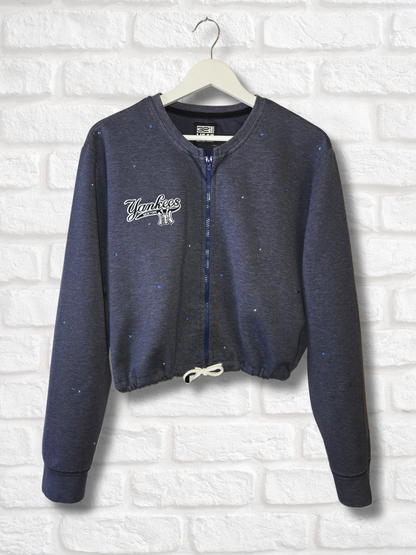 New York Yankees Crop Zip-Up Sweatshirt - Large/XL