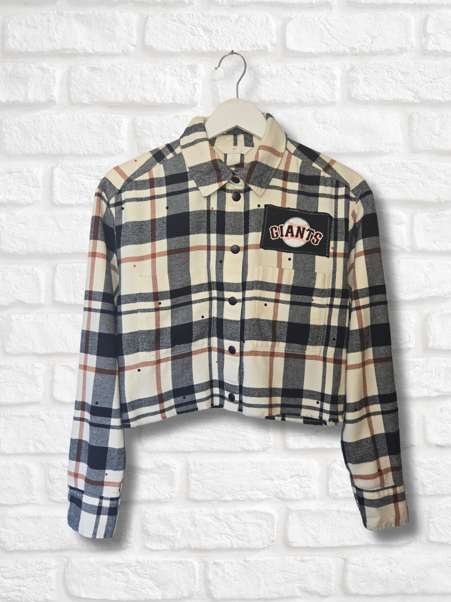 San Francisco Giants Rhinestone Crop Flannel - Small