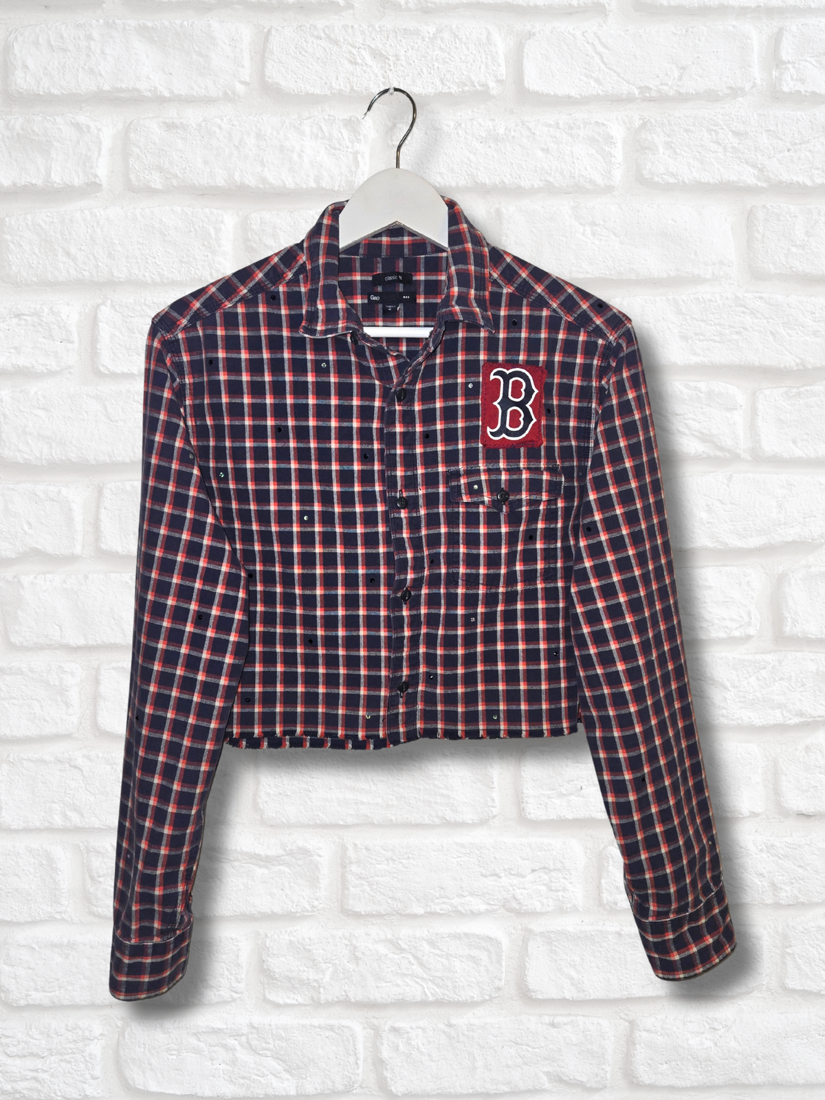 Boston Red Sox Crop Flannel- Medium