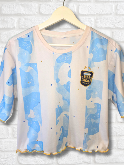 Team Argentina Ruffle Crop Top- Large