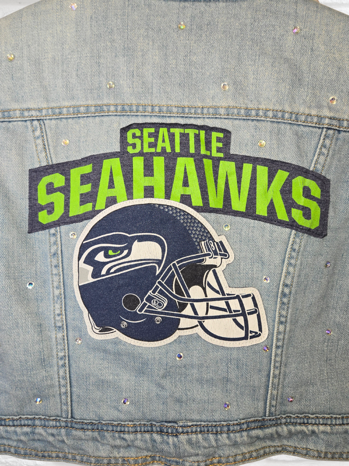 Seattle Seahawks Sherpa Lined Crop Denim Jacket