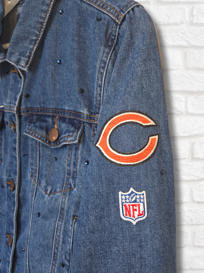 Chicago Bears Crop Denim Jacket- Medium