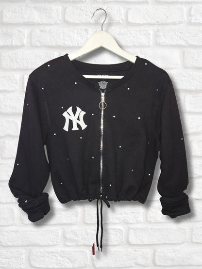 New York Yankees Crop Zip-Up Sweatshirt - M/L