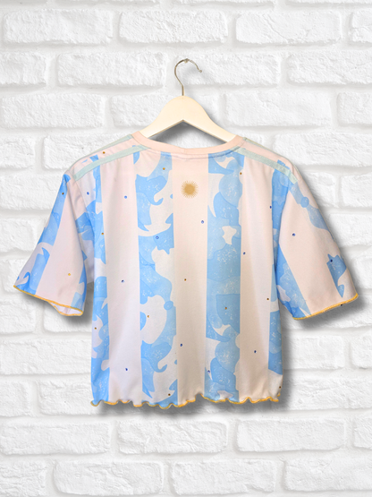 Team Argentina Ruffle Crop Top- Large