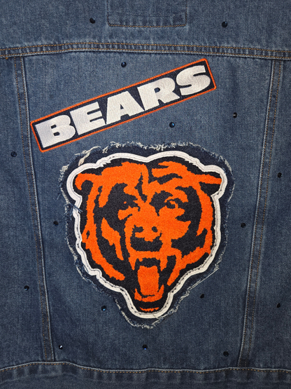 Chicago Bears Crop Denim Jacket- Medium