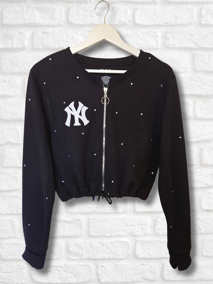 New York Yankees Crop Zip-Up Sweatshirt - M/L