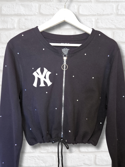New York Yankees Crop Zip-Up Sweatshirt - M/L