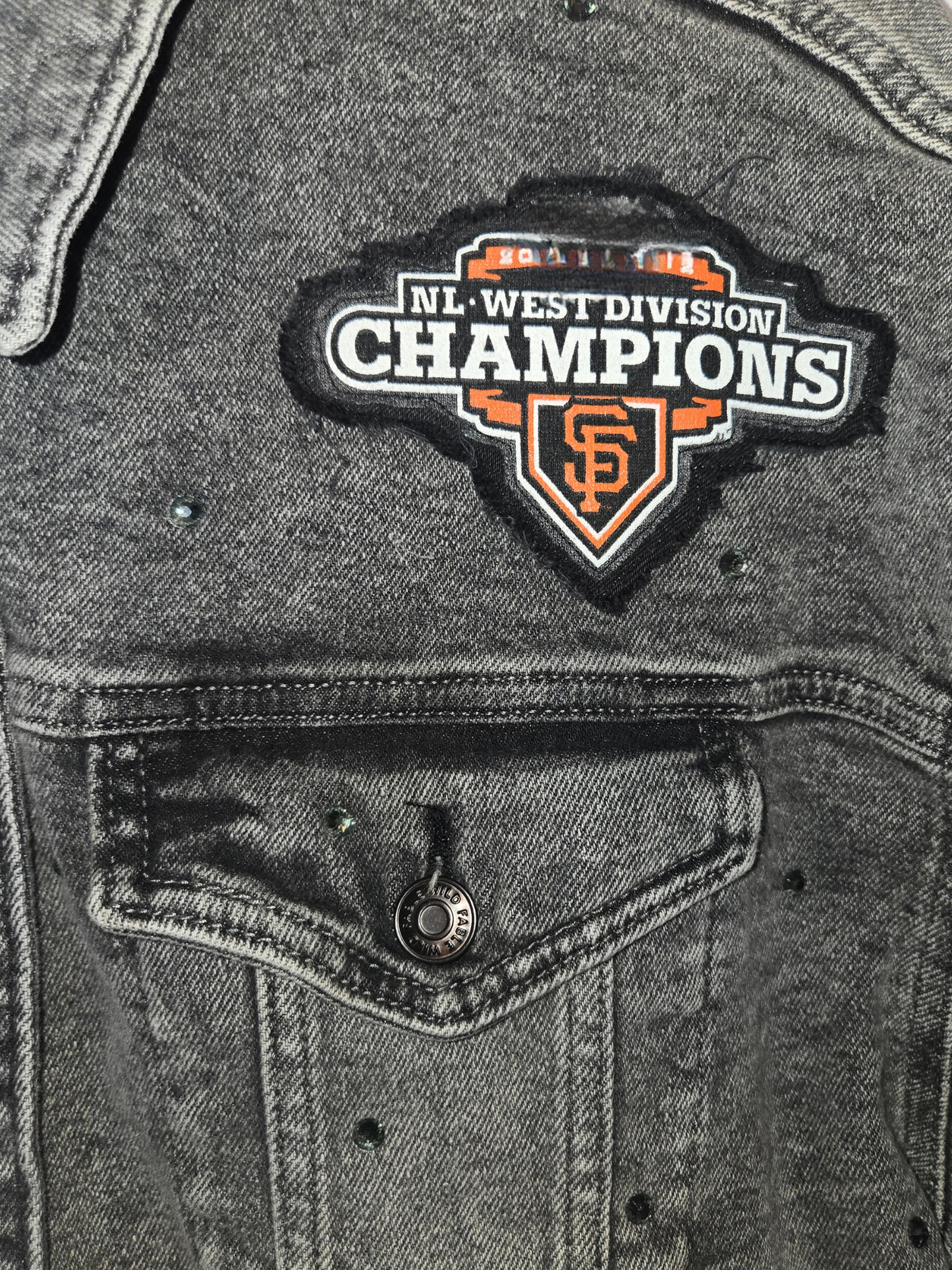 San Francisco Giants Crop Rhinestone Denim Jacket