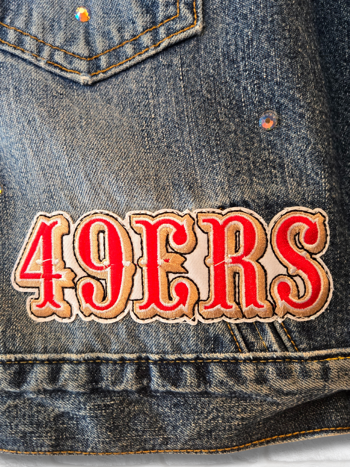 San Francisco 49ers Crop Denim Jacket