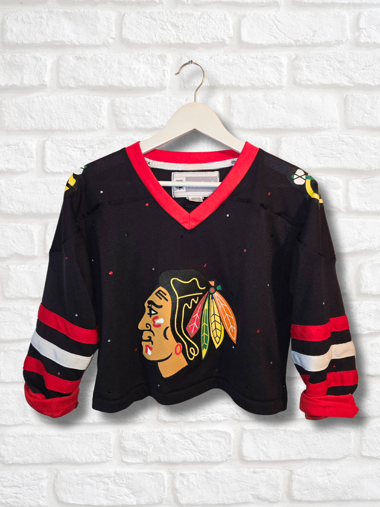 Chicago Blackhawks Crop Rhinestone Jersey