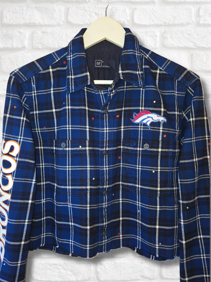Denver Broncos Crop Rhinestone Flannel