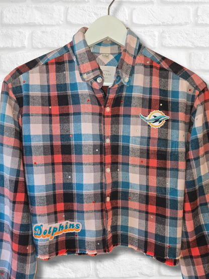 Miami Dolphins Crop Flannel