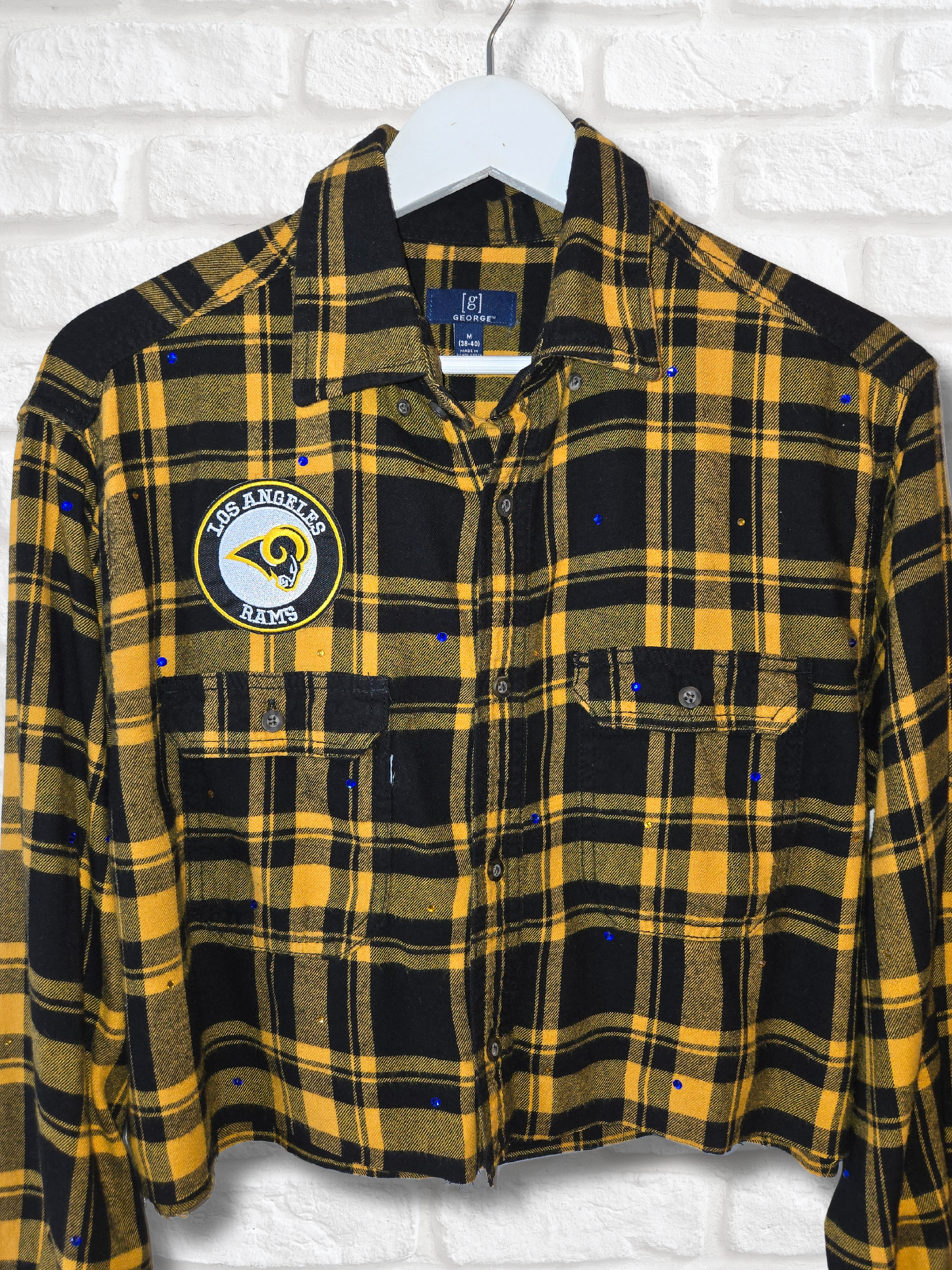 Los Angeles Rams Rhinestone Crop Flannel
