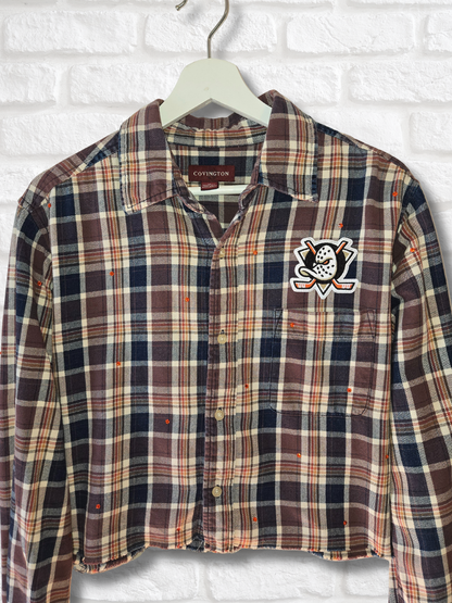 Anaheim Ducks Rhinestone Crop Flannel
