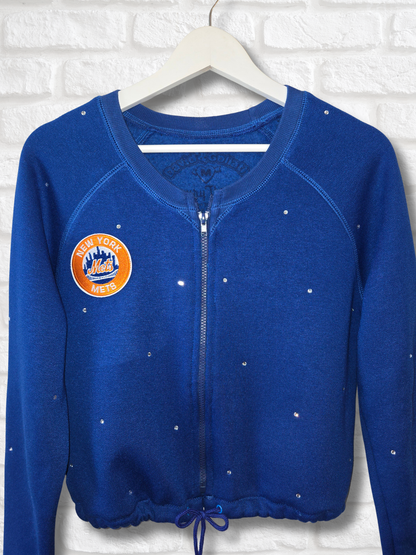 New York Mets Crop Zip-Up Sweatshirt - Small