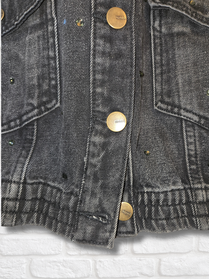 Cleveland Cavaliers Crop Rhinestone Denim Jacket - Large