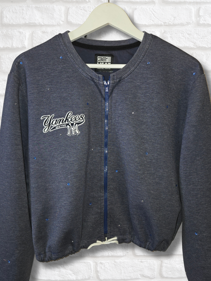 New York Yankees Crop Zip-Up Sweatshirt - Large/XL