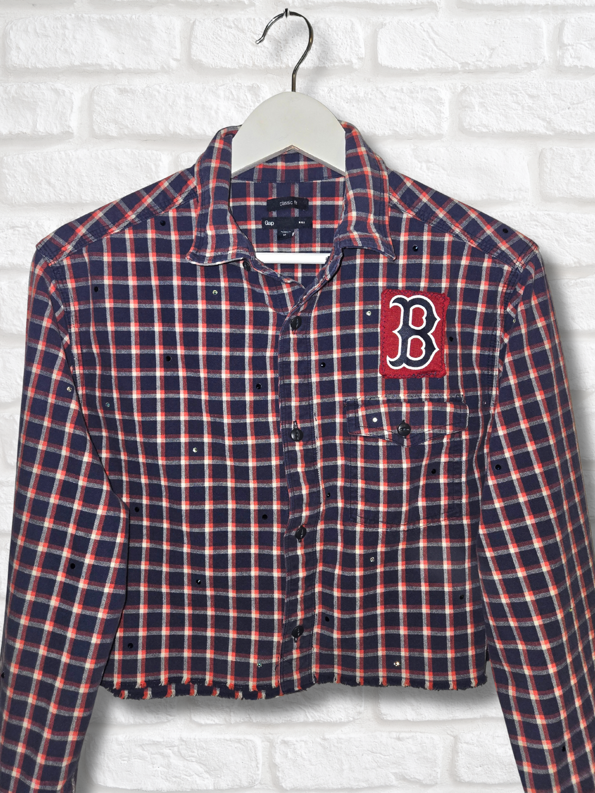 Boston Red Sox Crop Flannel- Medium