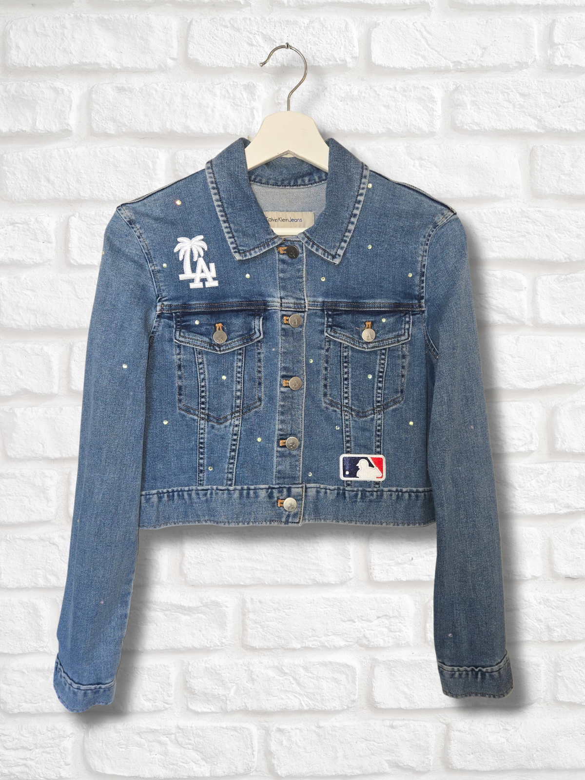 Los Angeles Dodgers Crop Denim Jacket- Small
