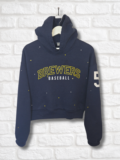 Milwaukee Brewers Crop Hoodie- Large