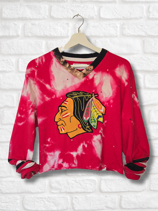 Chicago Blackhawks Long Sleeve Crop Top