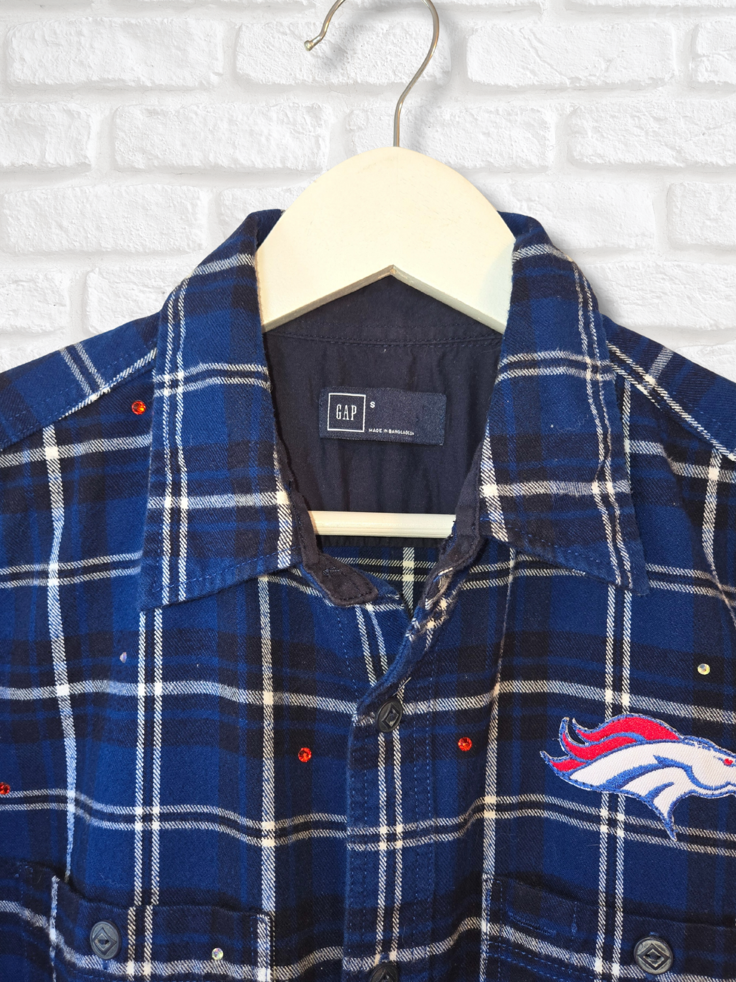 Denver Broncos Crop Rhinestone Flannel