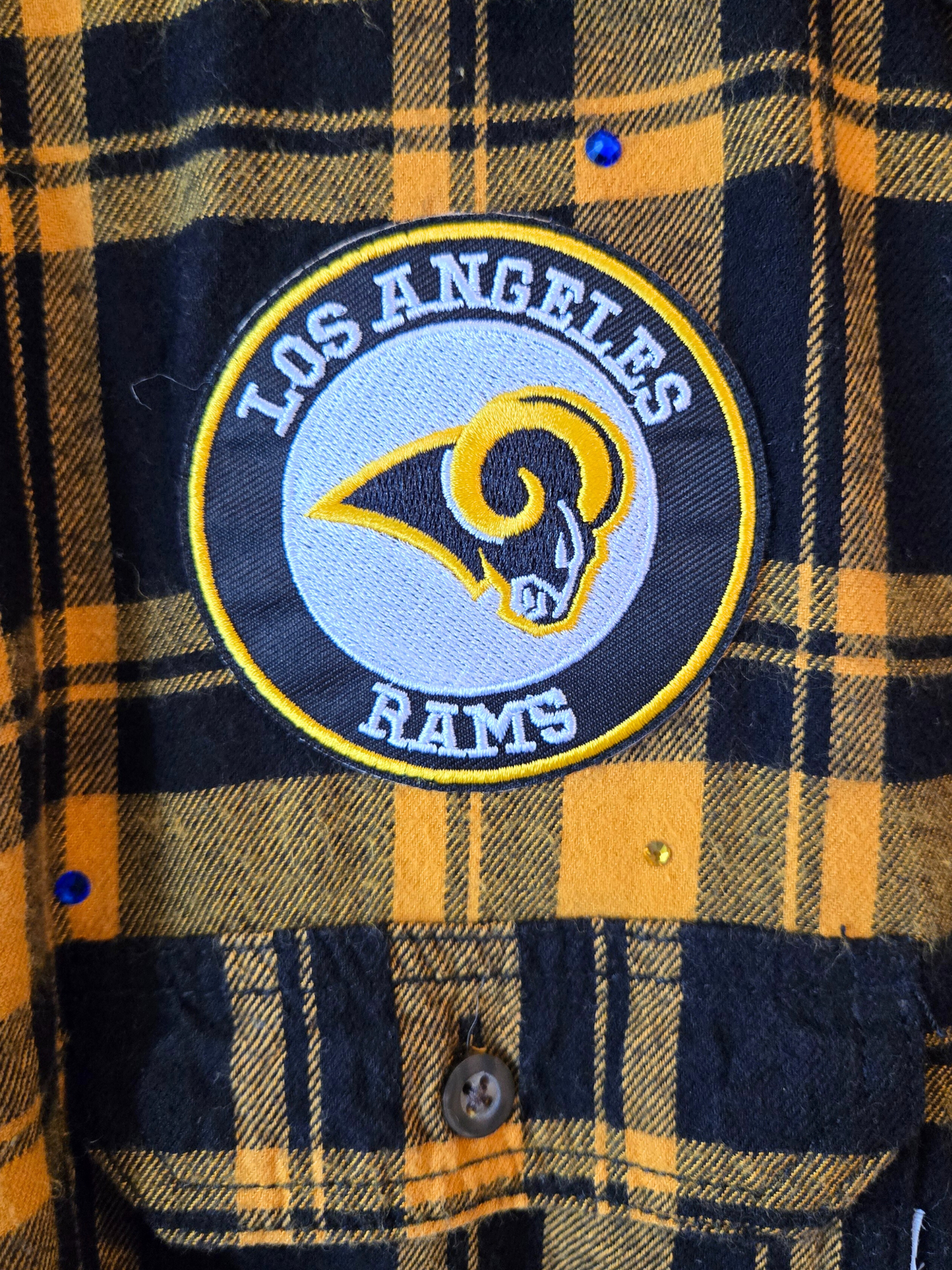 Los Angeles Rams Rhinestone Crop Flannel