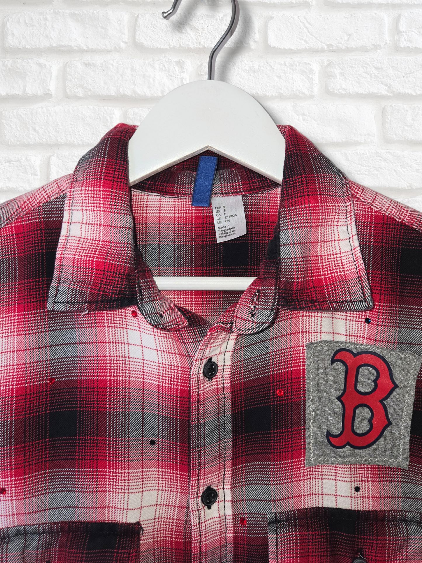Boston Red Sox Rhinestone Crop Flannel