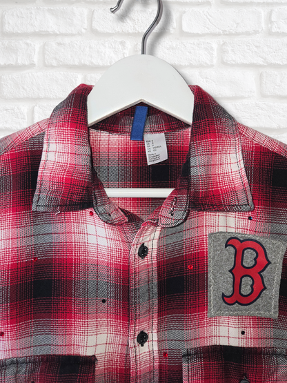Boston Red Sox Rhinestone Crop Flannel