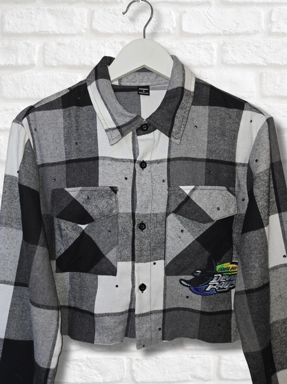 Tampa Bay Rays Rhinestone Crop Flannel - Small
