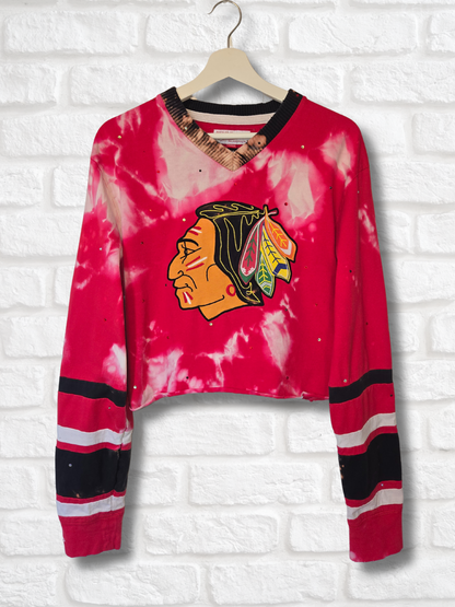 Chicago Blackhawks Long Sleeve Crop Top