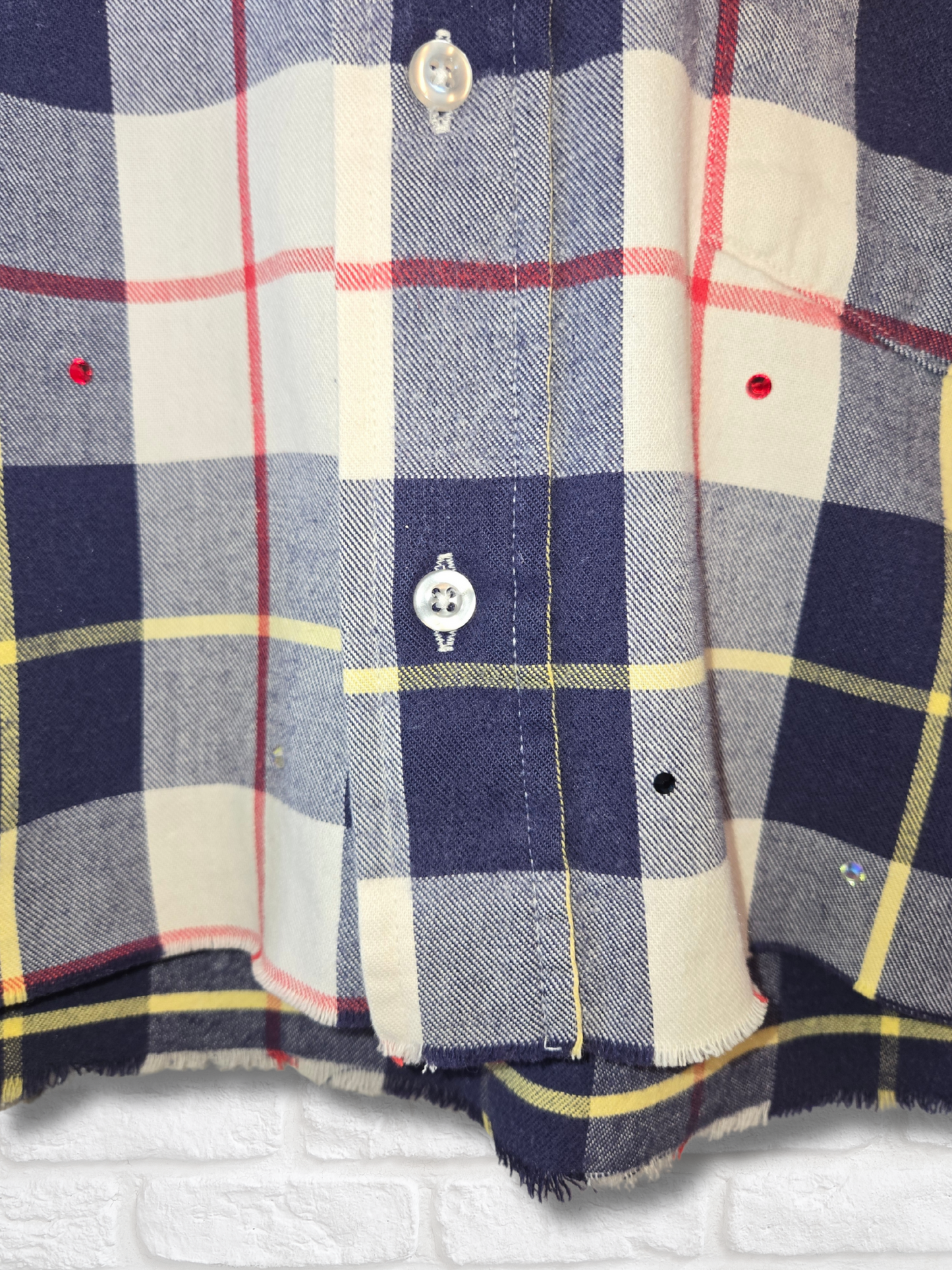 Atlanta Braves Rhinestone Crop Flannel - Medium