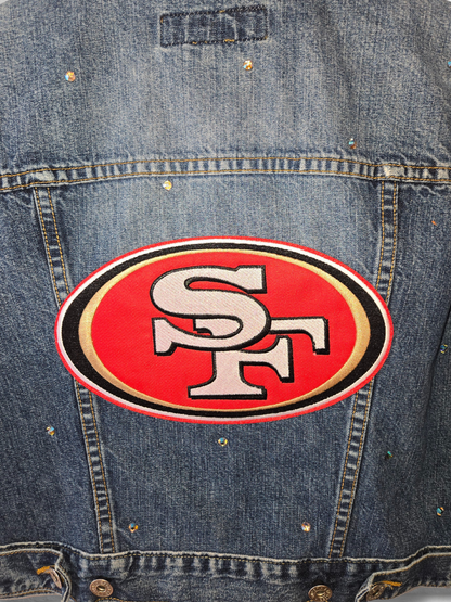 San Francisco 49ers Crop Denim Jacket