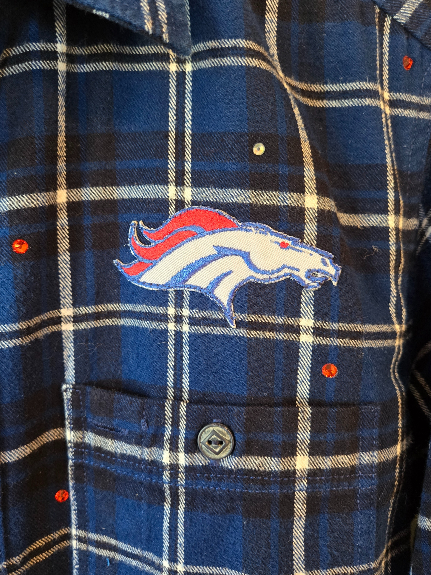 Denver Broncos Crop Rhinestone Flannel