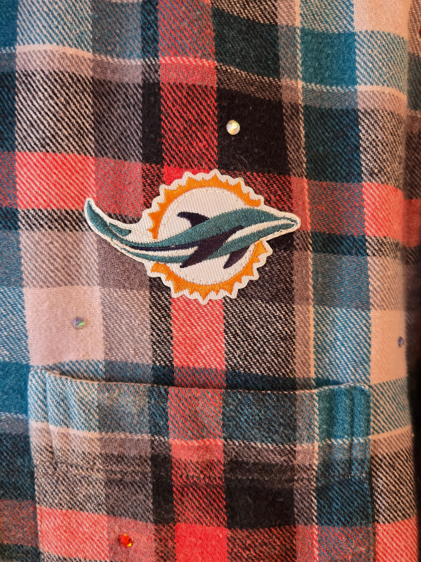 Miami Dolphins Crop Flannel