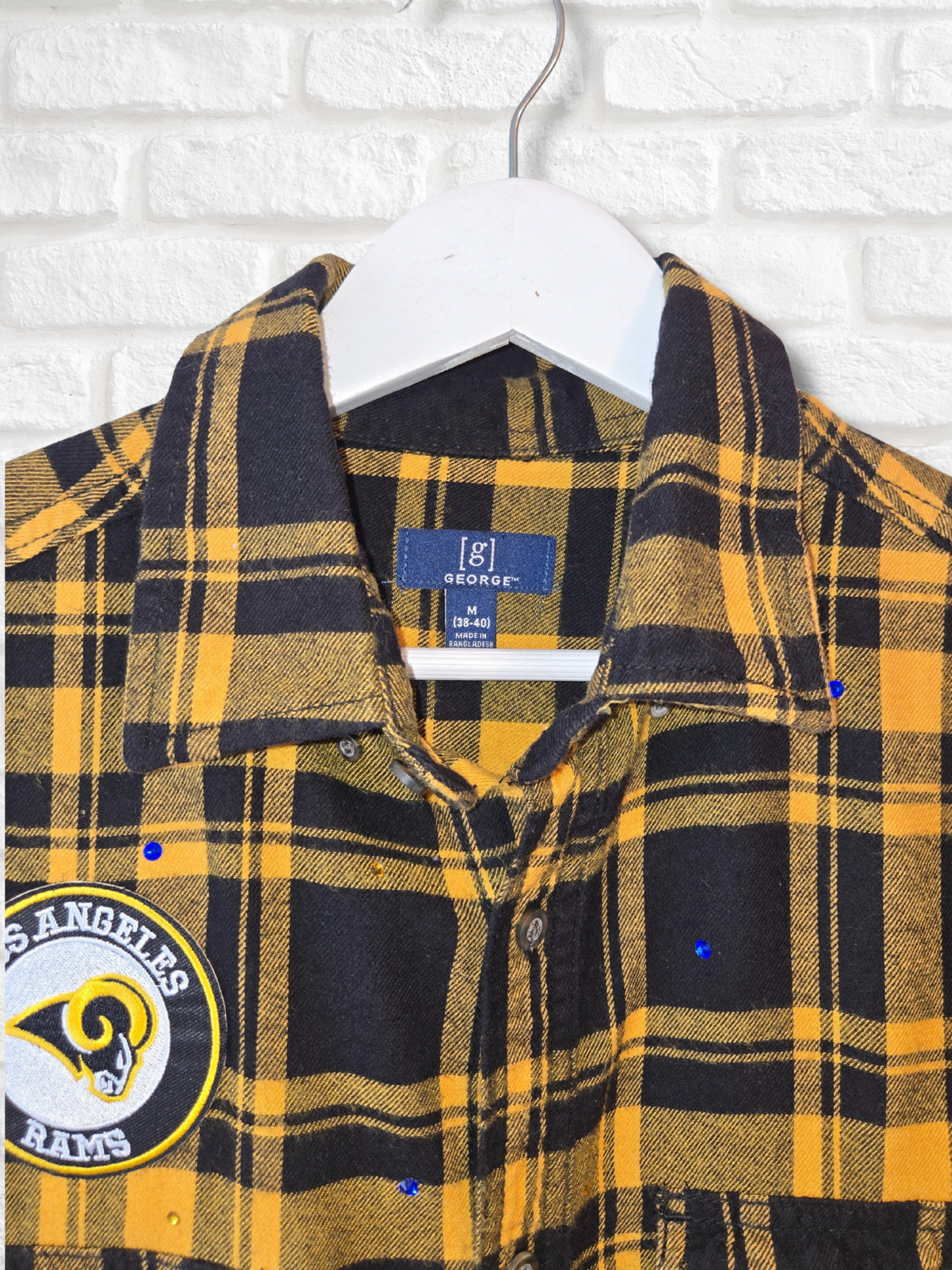 Los Angeles Rams Rhinestone Crop Flannel
