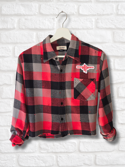 Houston Rockets Rhinestone Crop Flannel - Medium
