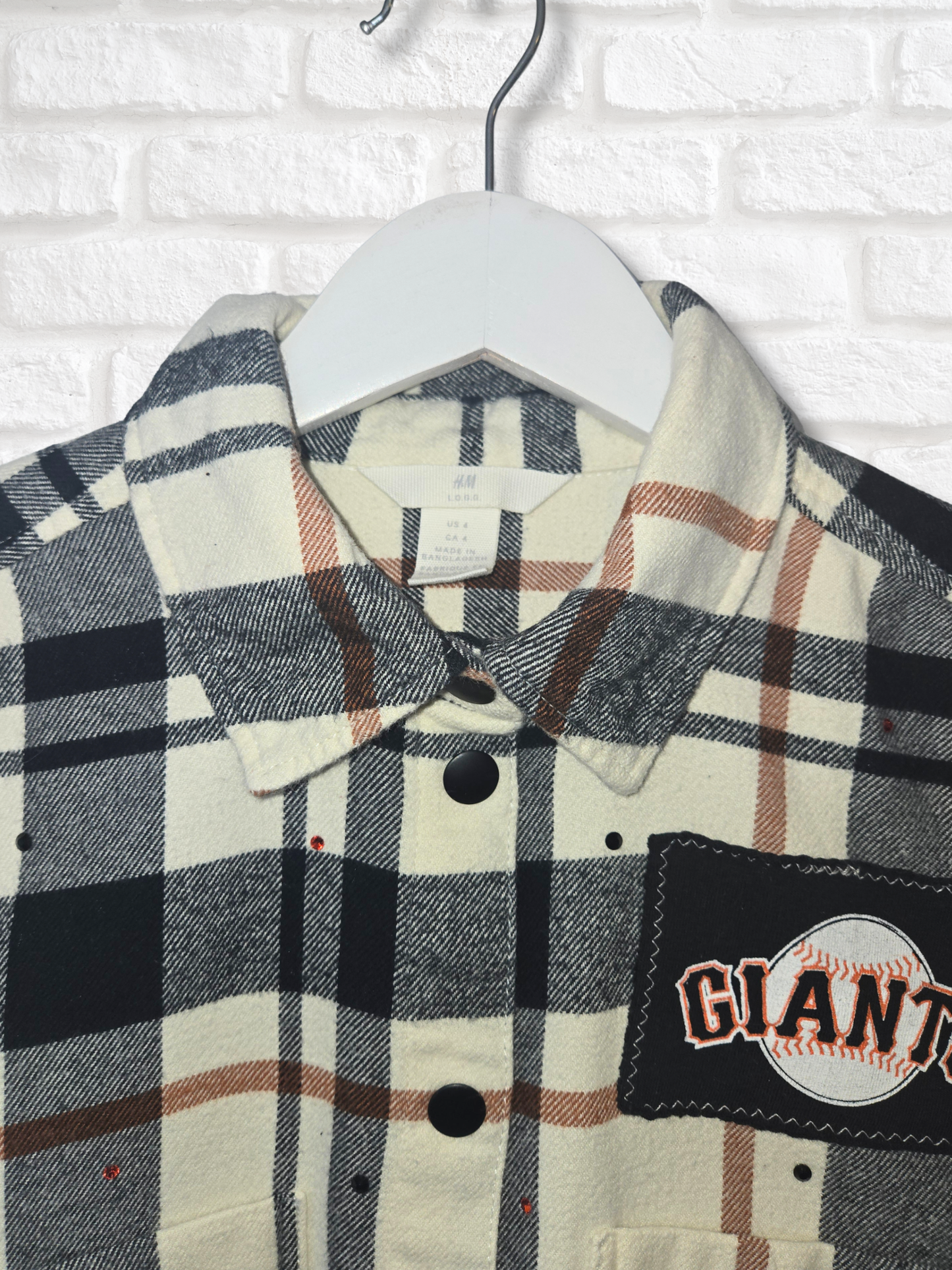 San Francisco Giants Rhinestone Crop Flannel - Small