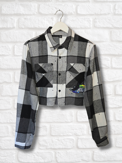 Tampa Bay Rays Rhinestone Crop Flannel - Small