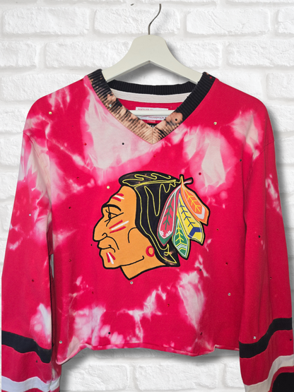 Chicago Blackhawks Long Sleeve Crop Top