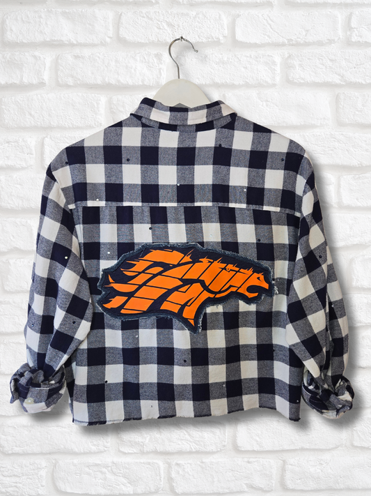 Denver Broncos Crop Rhinestone Flannel