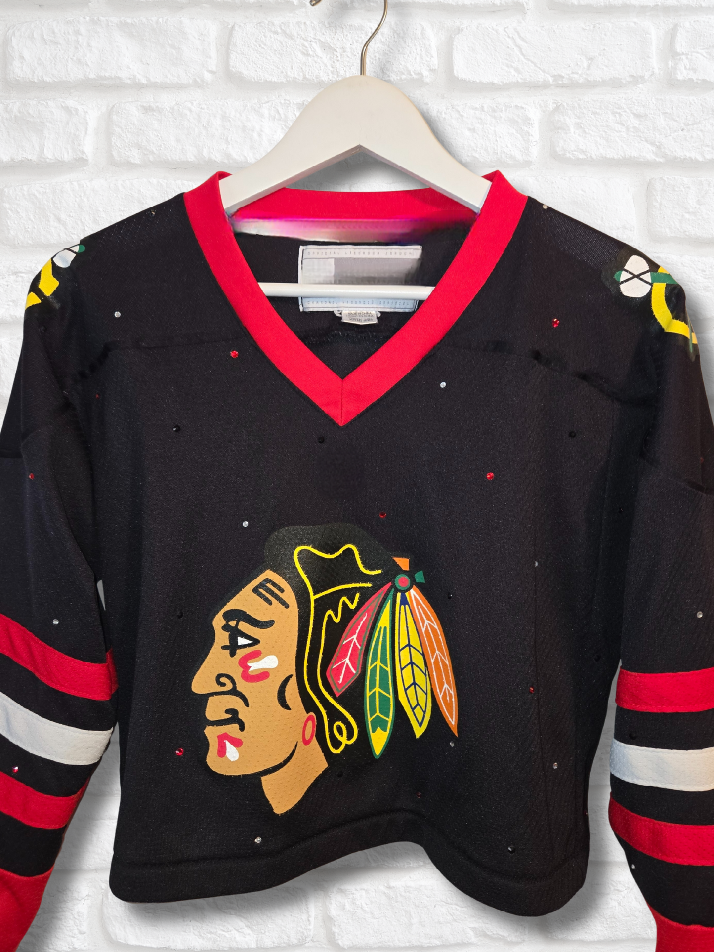 Chicago Blackhawks Crop Rhinestone Jersey