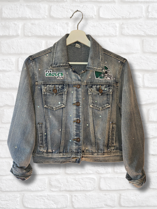 Philadelphia Eagles Denim Rhinestone Jacket