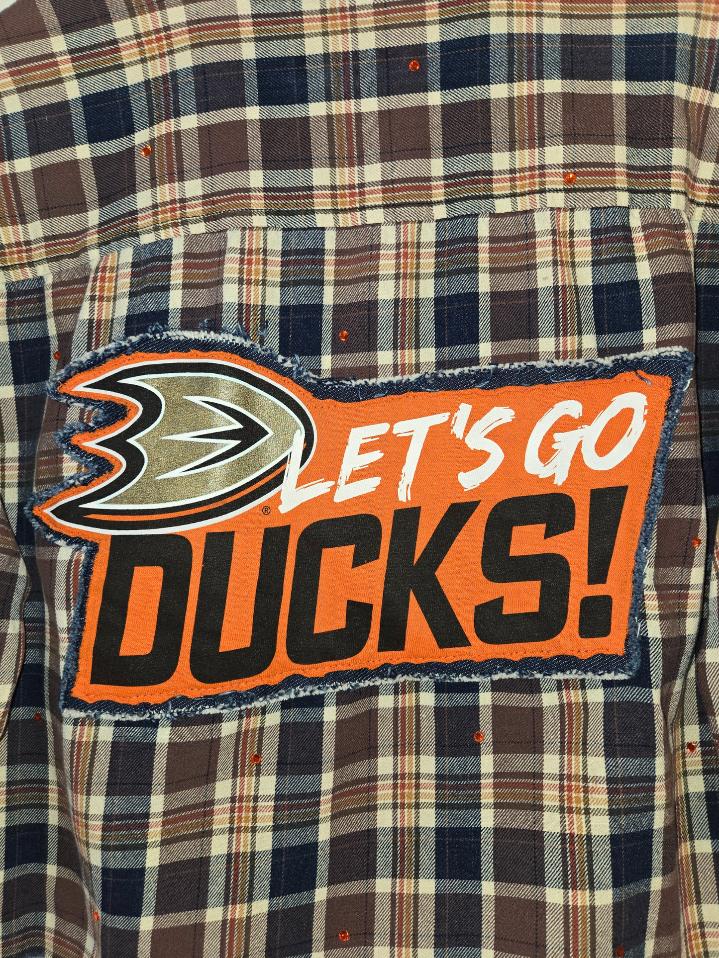 Anaheim Ducks Rhinestone Crop Flannel